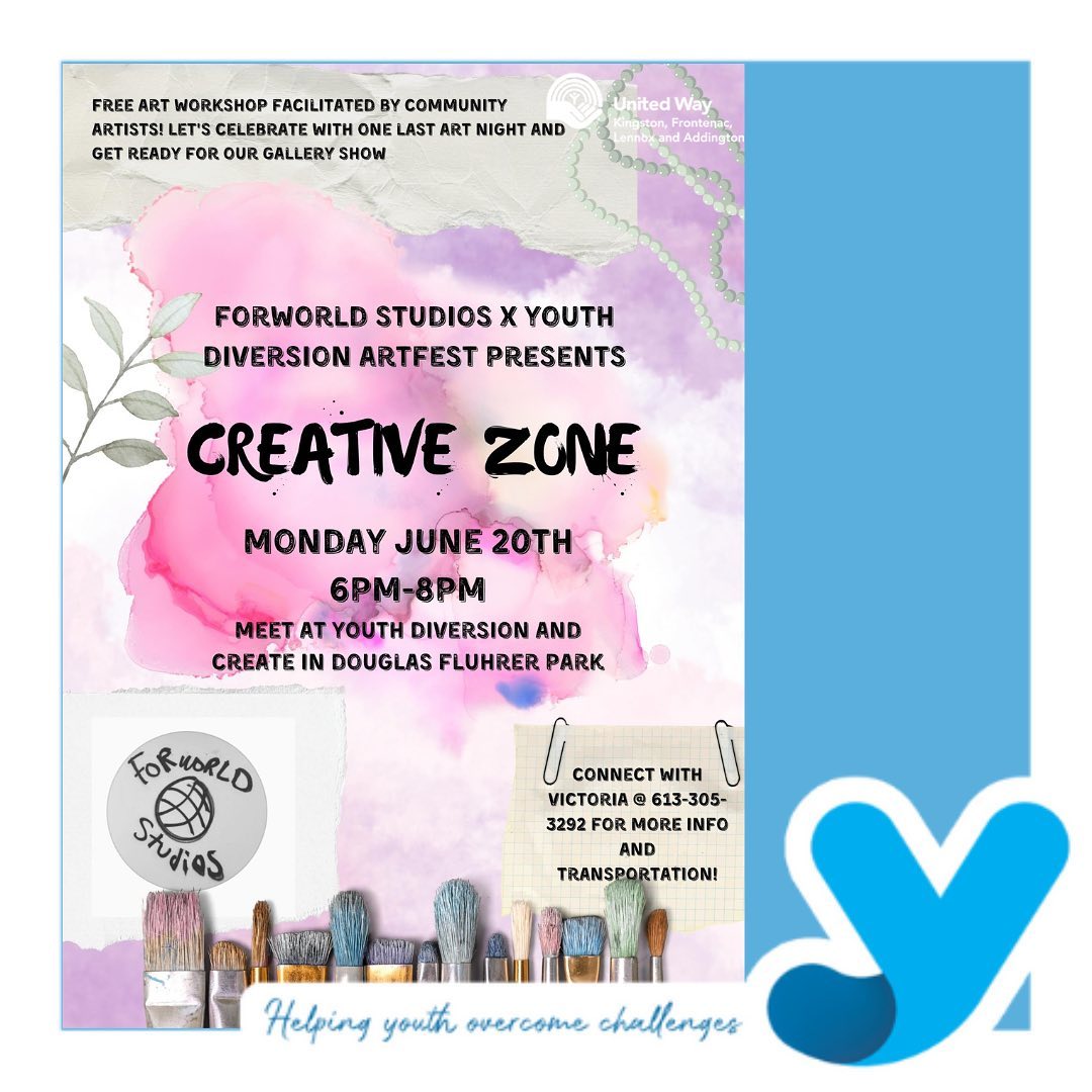 Youth Diversion and @4wrldstudios will be doing our LAST workshop together tonight! Join us tonight from 6-8! Connect with Victoria @ 613-305-3292 for more information! #ygk