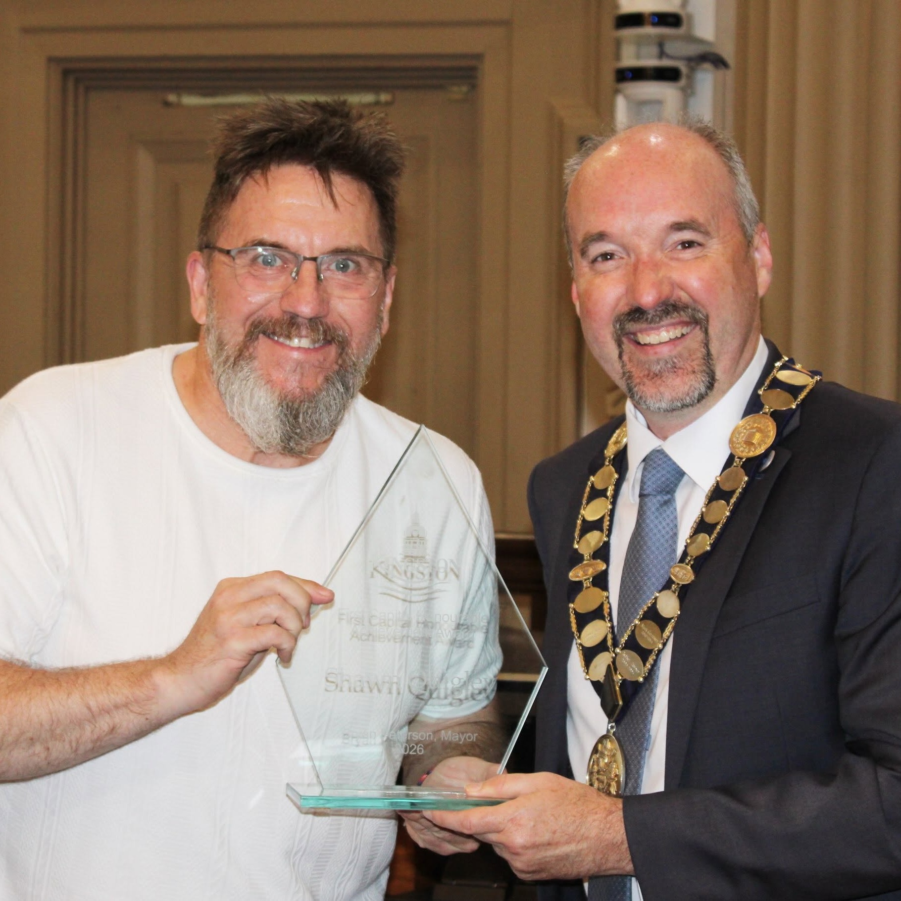 I am deeply humbled and honored to have received the 2026 First Capital Honourable Achievement Award.

To say this recognition came as a surprise would be an understatement. As I like to quote my favorite line from Christmas Vacation: "If I woke up tomorrow with my head sewn to the carpet, I couldn't be any more surprised." That's exactly how I felt when I learned I would be receiving this award.

I want to sincerely thank the many people who reached out with congratulations and kind words. To be honest, the support, encouragement, and acknowledgment from my peers are every bit as meaningful to me as the award itself.

This recognition represents more than 30 years of supporting young people as they navigate challenges and work toward brighter futures. Along the way, I have been fortunate to work alongside incredible staff, colleagues, community partners, and service organizations, including the Rotary Club of Kingston the Kinsmen Club of Kingston United Way Kingston, Frontenac, Lennox & Addington United Way Hastings & Prince Edward. This award belongs to all of you as much as it does to me. Without your support, and shared commitment to helping others, I might still be working at Brew Bye You... a true blast from the past!

Those of us in the helping profession know that the real reward does not come from trophies, or titles. It comes from the everyday interactions with the people we have the privilege of walking alongside. It comes from witnessing resilience, and helping someone take the next step forward.

Volunteering and helping others are rooted in the belief that people want to do well. If they could do better on their own, they would, because that is their preferred state of being. When someone is struggling, our first response should not be to ask, "What have you done wrong?" Instead, we should ask, "What has happened to you?" Listening with empathy and understanding is often where meaningful change begins.

Thank you again for this incredible honor. I am truly grateful, and I share this recognition with everyone who has been part of this journey. 

Thanks Eyre!
#ygk #LocalLove