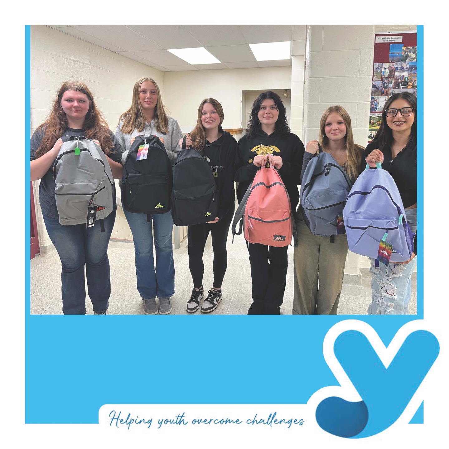 A huge shout out to the @unitedwayhpe for this year's backpack initiative. Here are just a few @nhhs.news students who received back packs. A special mention to Missy, the Kairos counsellor at NHHS for helping out.